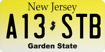 NJ license plate A13STB