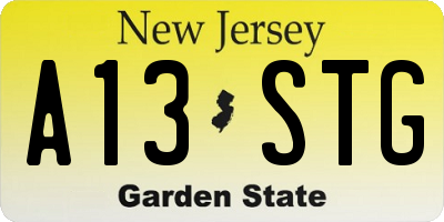 NJ license plate A13STG