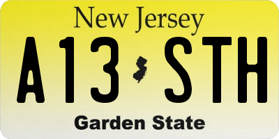 NJ license plate A13STH