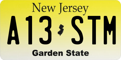 NJ license plate A13STM
