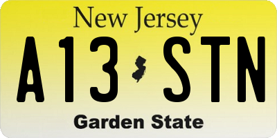 NJ license plate A13STN