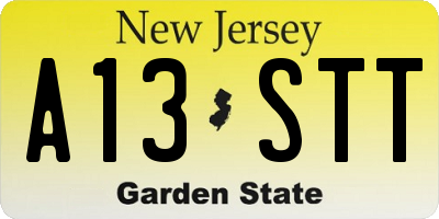 NJ license plate A13STT
