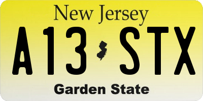 NJ license plate A13STX
