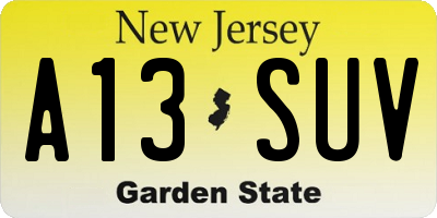 NJ license plate A13SUV