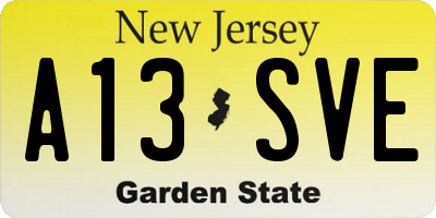 NJ license plate A13SVE