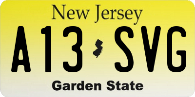 NJ license plate A13SVG