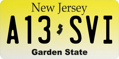 NJ license plate A13SVI