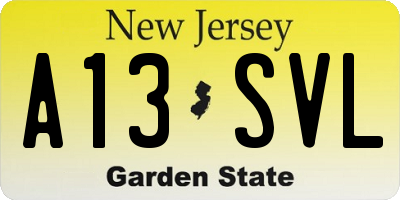 NJ license plate A13SVL