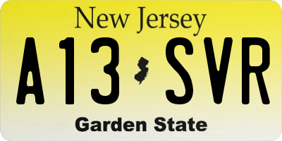 NJ license plate A13SVR