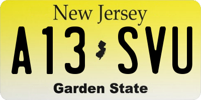 NJ license plate A13SVU