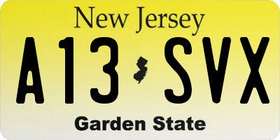 NJ license plate A13SVX