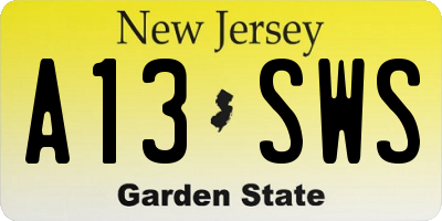 NJ license plate A13SWS