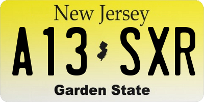 NJ license plate A13SXR