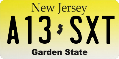 NJ license plate A13SXT