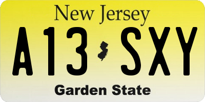 NJ license plate A13SXY