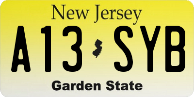 NJ license plate A13SYB