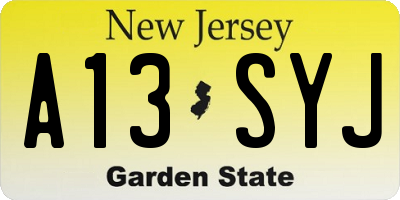 NJ license plate A13SYJ