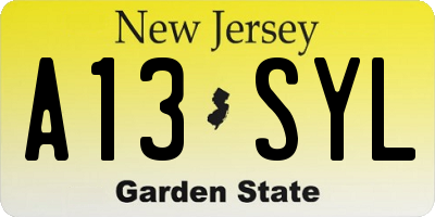 NJ license plate A13SYL