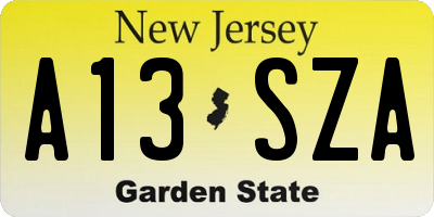 NJ license plate A13SZA