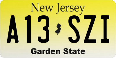 NJ license plate A13SZI
