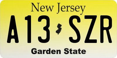 NJ license plate A13SZR