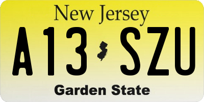 NJ license plate A13SZU
