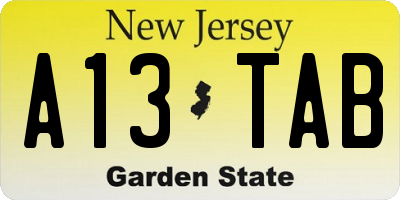 NJ license plate A13TAB