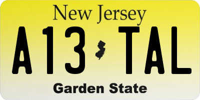 NJ license plate A13TAL