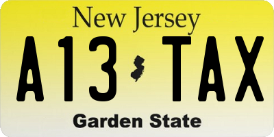 NJ license plate A13TAX