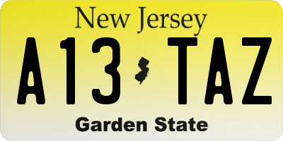 NJ license plate A13TAZ