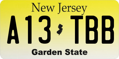 NJ license plate A13TBB