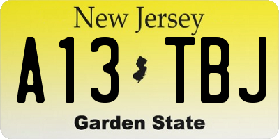 NJ license plate A13TBJ