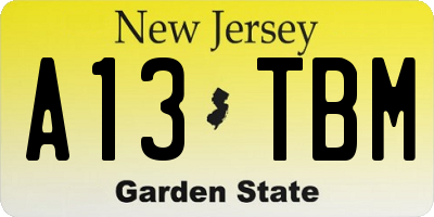 NJ license plate A13TBM
