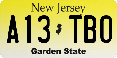 NJ license plate A13TBO