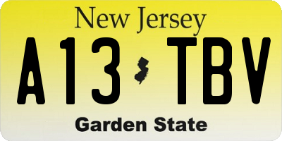NJ license plate A13TBV