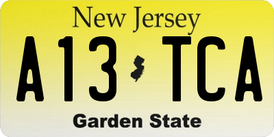 NJ license plate A13TCA