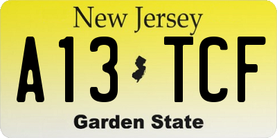 NJ license plate A13TCF