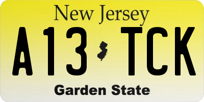 NJ license plate A13TCK
