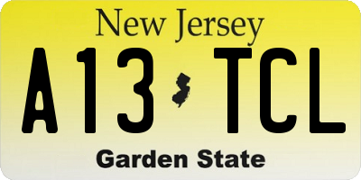 NJ license plate A13TCL