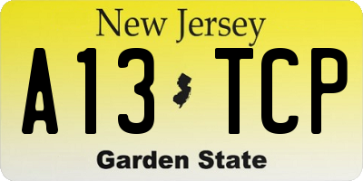 NJ license plate A13TCP