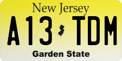 NJ license plate A13TDM