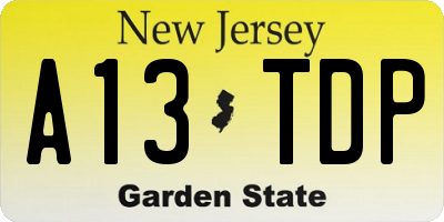 NJ license plate A13TDP
