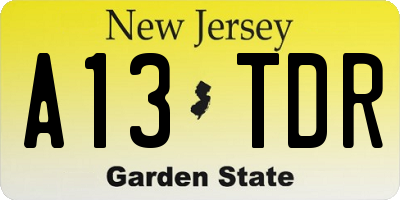 NJ license plate A13TDR