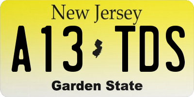 NJ license plate A13TDS