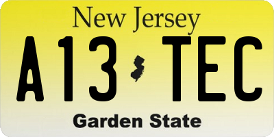 NJ license plate A13TEC