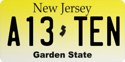 NJ license plate A13TEN