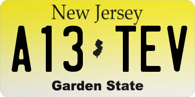 NJ license plate A13TEV