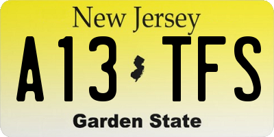 NJ license plate A13TFS