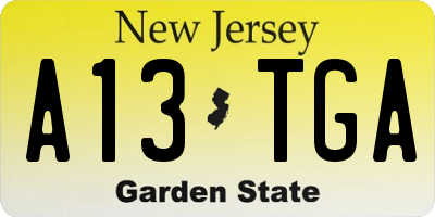 NJ license plate A13TGA