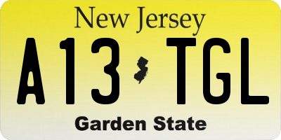 NJ license plate A13TGL